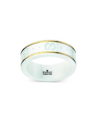 18K Yellow Gold & White Zirconia Icon Logo Band