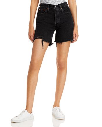 Levi's 501 Mid Thigh Denim Shorts in Lunar Black | Bloomingdale's
