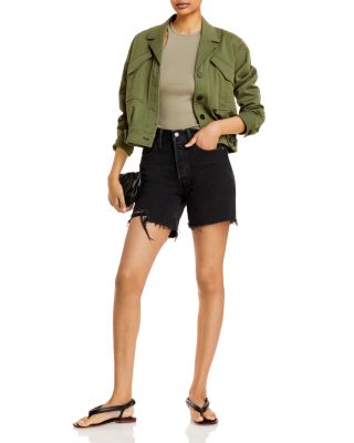 501 Mid Thigh Denim Shorts in Lunar Black