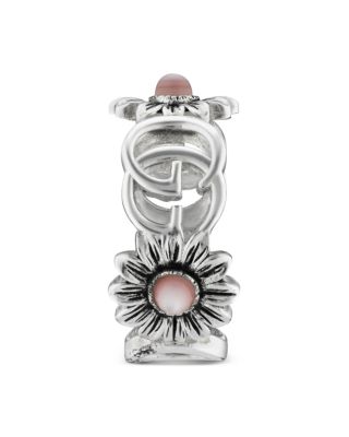 Sterling Silver GG Marmont Mother-of-Pearl Ring 