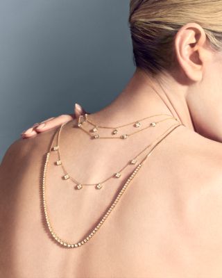 Diamond Clover Station Necklace in 14K Yellow Gold, 1.0 tcw 