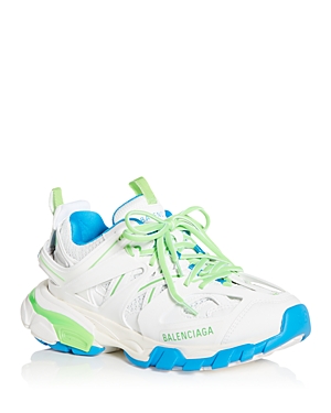 Balenciaga Women's Track Low Top Sneakers In White/green/blue