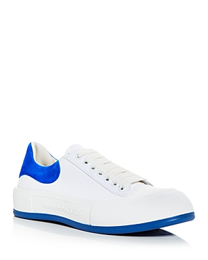 Alexander Mcqueen White Deck Plimsoll Low Top Sneakers In Ivory/beige