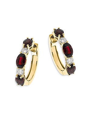 Bloomingdale's Ruby & Diamond Hoop Earrings In 14k Yellow Gold - 100% Exclusive In Red/gold