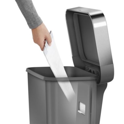 45 Liter Rectangular Liner Rim Kitchen Trash Can with Liner Pocket