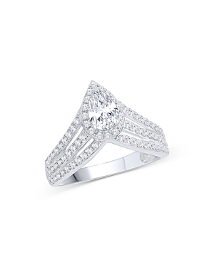 Bloomingdale's Pear Shaped Diamond Chevron Ring in 14K White Gold, 1.0 ct. t.w. - 100% Exclusive