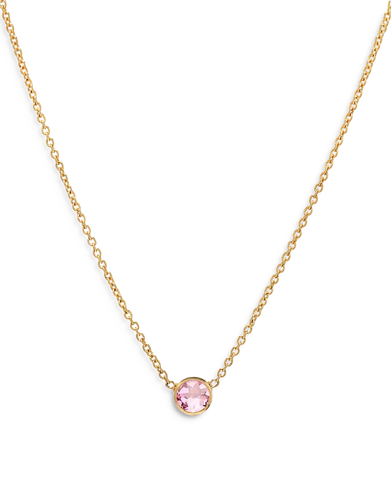 Zoe Lev 14K Yellow Gold Rose Zircon Birthstone Solitaire Pendant Necklace, 16