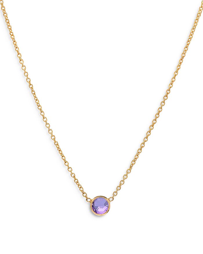 Zoe Lev 14K Yellow Gold Amethyst Birthstone Solitaire Pendant Necklace ...