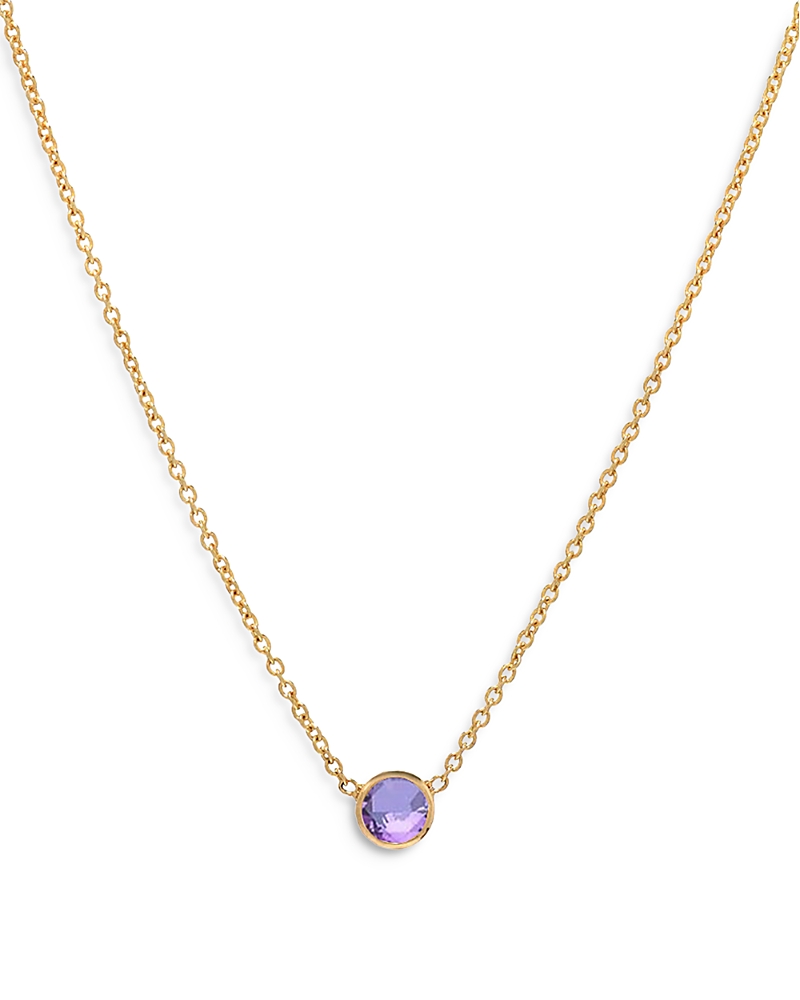 Zoe Lev 14K Yellow Gold Amethyst Birthstone Solitaire Pendant Necklace, 16