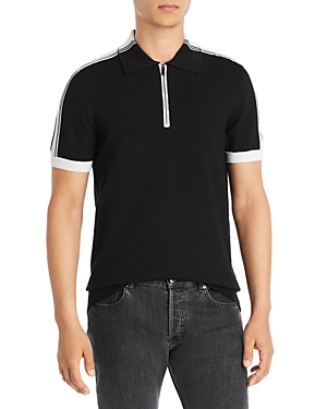 Karl Lagerfeld Paris Color Block Knit Slim Fit Zip Front Polo Shirt