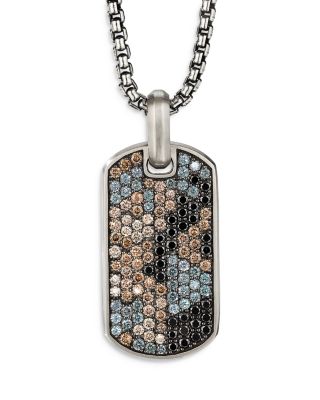 Sterling Silver Tag Pendant with Pavé 
