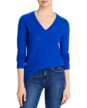 Aqua Cashmere V-neck Cashmere Sweater - 100% Exclusive In Royal Blue