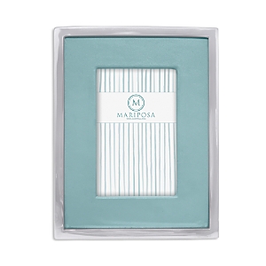 Mariposa Leather With Metal Border Frame, 4 X 6 In Teal
