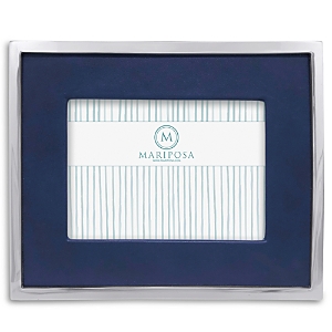 Shop Mariposa Leather With Metal Border Frame, 5 X 7 In Blue