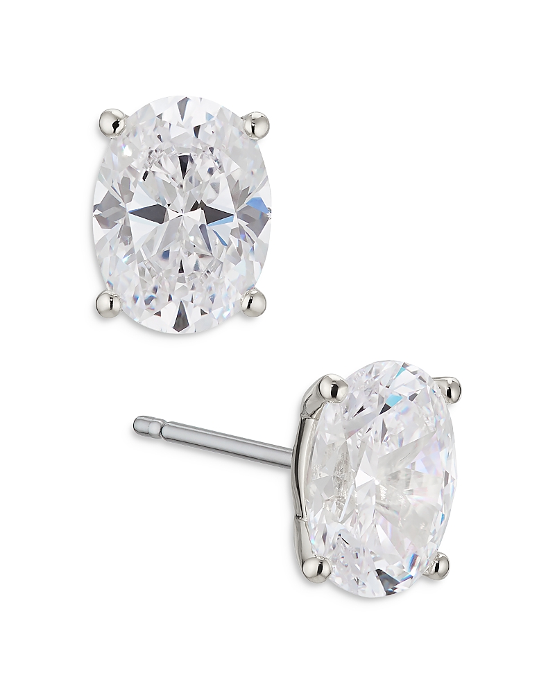 Nadri Modern Luv Large Oval Cubic Zirconia Stud Earrings In Rhodium