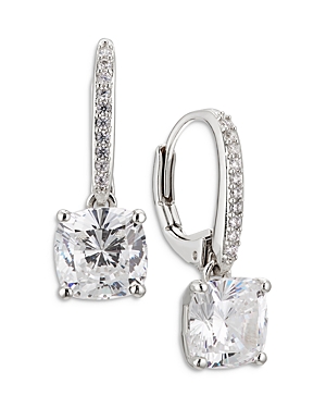 Shop Nadri Modern Love Pave & Cushion Cut Drop Earrings In Rhodium