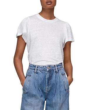 Whistles Puff Sleeve Linen Tee In White