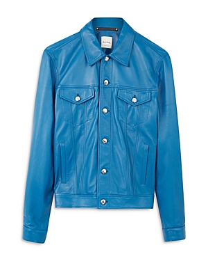 Paul Smith Gents Leather Denim-Style Jacket
