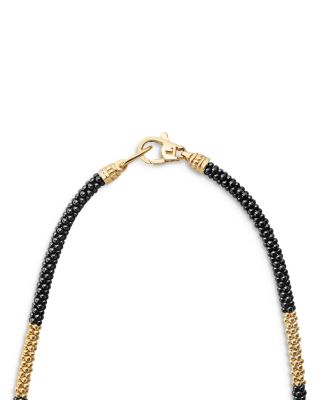 Ceramic & 18K Yellow Gold Black Caviar Necklace, 16" - Exclusive