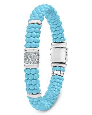 Ceramic & Sterling Silver Caviar Bracelet with Diamonds