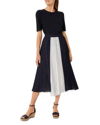 Hobbs London Bess Midi Skirt In Navy Ivory