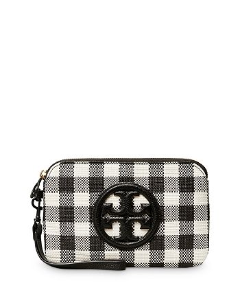 Tory Burch Perry Bombe Gingham Leather Wristlet | Bloomingdale's