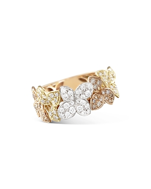 Pasquale Bruni 18k Rose, White & Yellow Gold Ring with White & Champagne Diamonds