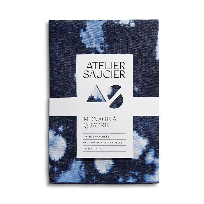 ATELIER SAUCIER - Denim Tie Dyed Linen Napkins, Set of 4