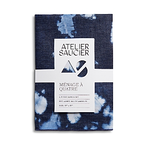 Atelier Saucier Denim Tie Dyed Linen Napkins, Set Of 4 In Navy