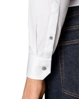 Slim Fit Contrast Gray Button Twill Dress Shirt