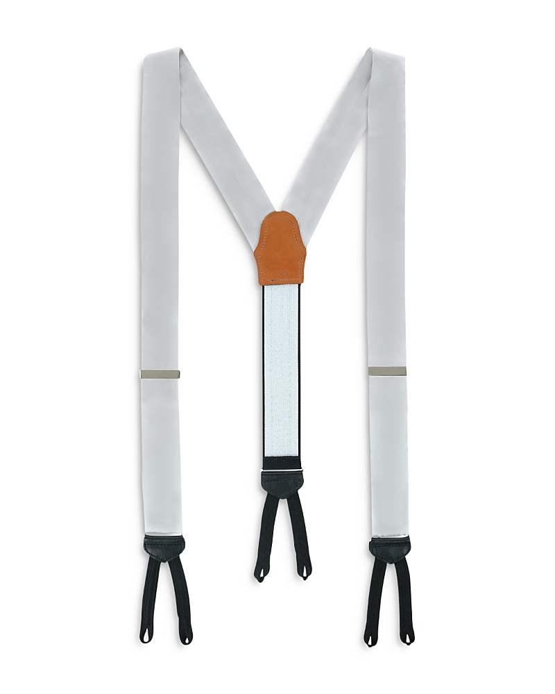 Trafalgar Big And Tall Sutton Solid Silk Formal End Suspenders In Silver