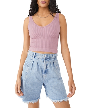 Free People Sleeveless Scoopneck Ribbed Cropped Tank In Dried Curr