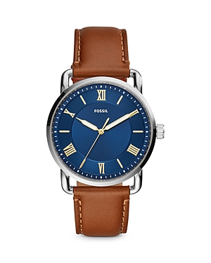 Fossil Men's Copeland Brown Leather Strap Watch 42mm In Blue/brown