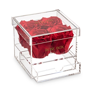 Rose Box Nyc 4 Rose Jewelry Box In Red Flame