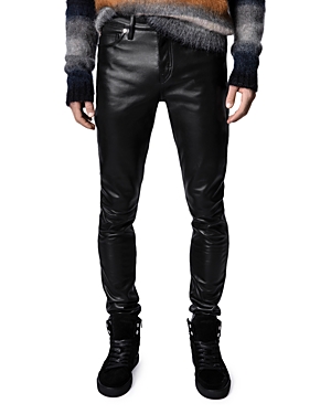 Zadig & Voltaire Straight Leg John Leather Pants In Noir