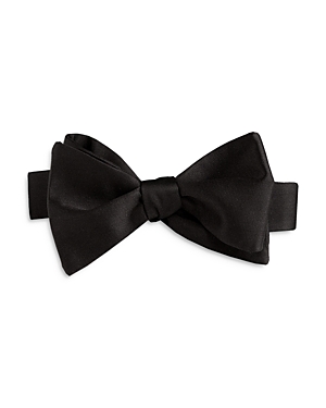 Shop David Donahue Silk Satin Bow Tie In Black Satin