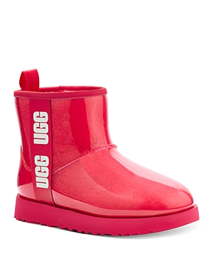 Ugg Classic Clear Mini Rubber Ankle Boots In Hibiscus Pink