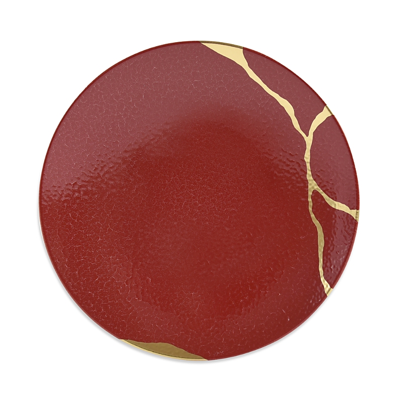 Shop Bernardaud Kintsugi Charbon Coupe Salad Plate In Red