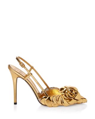gold evening pumps