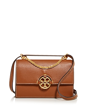Tory Burch Miller Mini Leather Crossbody In Light Umber/gold