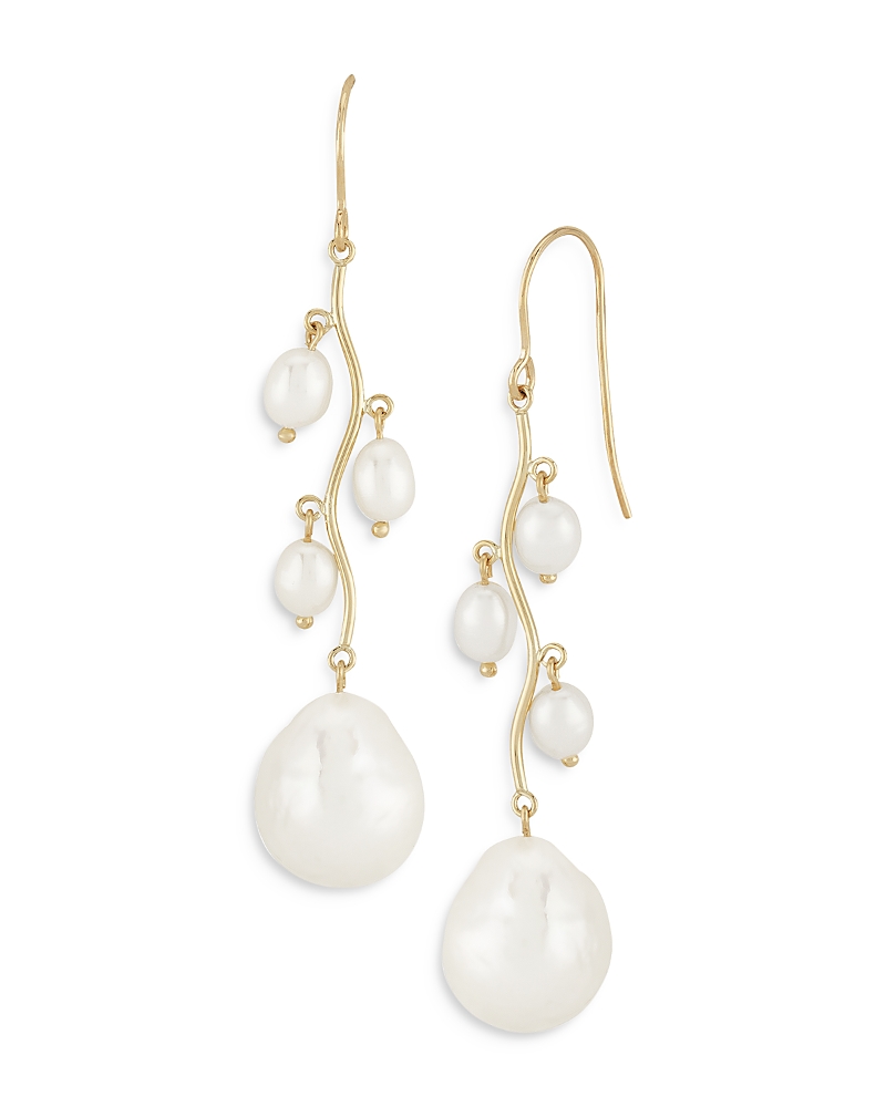 Bloomingdale's Fine Collection Cultured Freshwater & Baroque Pearl Drop Earrings in 14K Yellow Gold