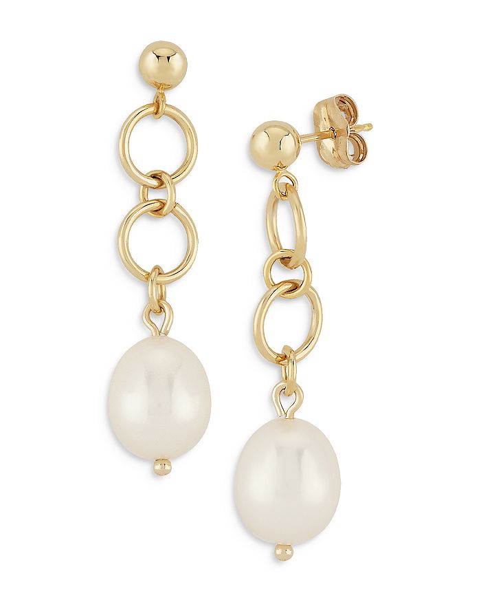 Bloomingdale's - Cultured Freshwater Pearl Circle Drop Earrings in 14K Yellow Gold - 100% Exclusive