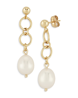 Bloomingdale's Cultured Freshwater Pearl Circle Drop Earrings In 14k Yellow Gold - 100% Exclusive In Gold/white