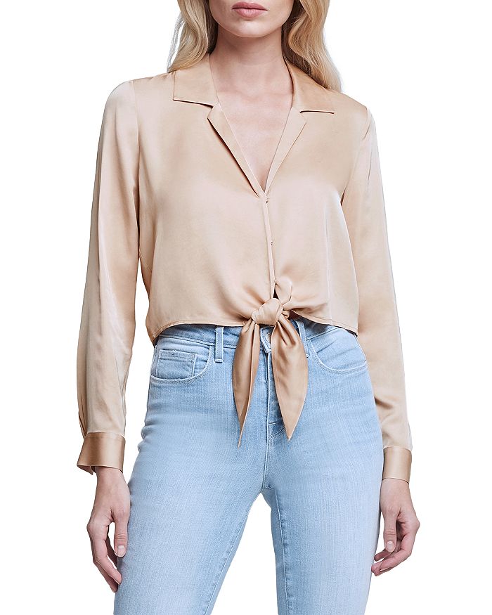 L'AGENCE Annie Tie Front Blouse | Bloomingdale's