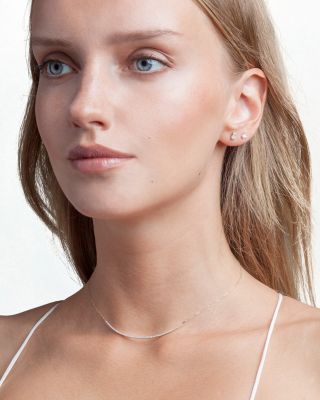 Sterling Silver & 14K Yellow Gold Pav&eacute; Diamond Curve Choker Necklace, 13"