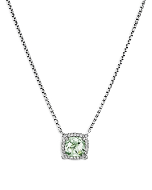 DAVID YURMAN STERLING SILVER CHATELAINE PRASIOLITE & DIAMOND PENDANT NECKLACE, 18 - 100% EXCLUSIVE,N14202DSSAPLDI18