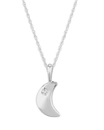 Bloomingdale's - Diamond Moon Pendant Necklace in 14K White Gold, 0.03 ct. t.w. - 100% Exclusive