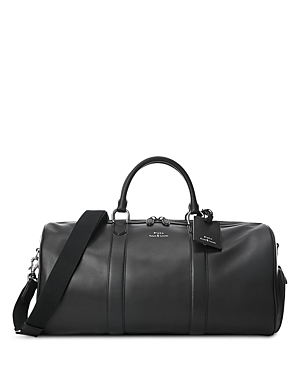 Shop Polo Ralph Lauren Smooth Leather Duffel In Black