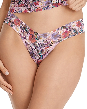 Hanky Panky Low-rise Printed Lace Thong In Chelsea Garden Pink Multi