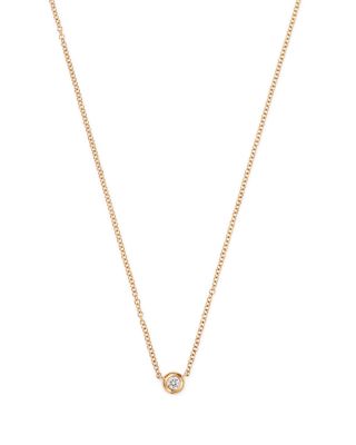 14K Yellow Gold Bezel-Set Diamond Pendant Necklace, 18" - Exclusive